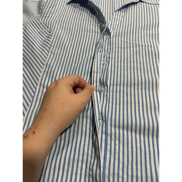 Riders by Lee Effortless Care Button Up Shirt Womens Plus Size 2X Blue Stripe - Picture 8 of 11